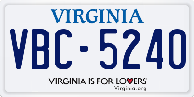 VA license plate VBC5240