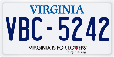 VA license plate VBC5242