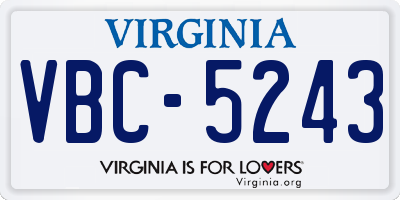 VA license plate VBC5243