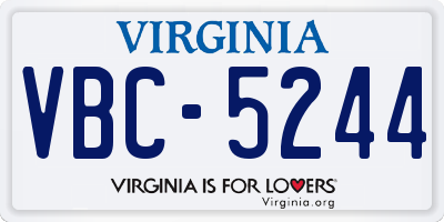 VA license plate VBC5244