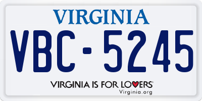VA license plate VBC5245