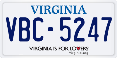 VA license plate VBC5247