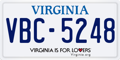 VA license plate VBC5248