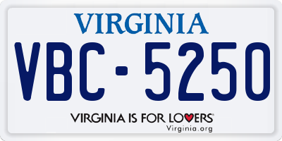 VA license plate VBC5250