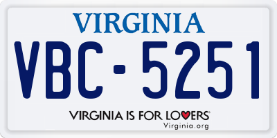 VA license plate VBC5251