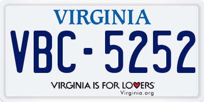 VA license plate VBC5252