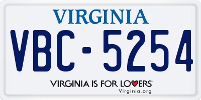 VA license plate VBC5254