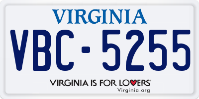 VA license plate VBC5255