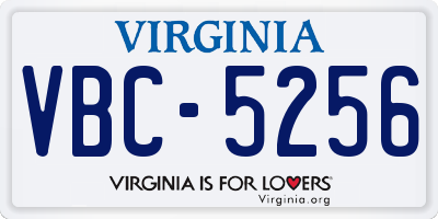 VA license plate VBC5256