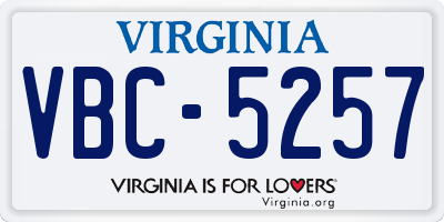 VA license plate VBC5257