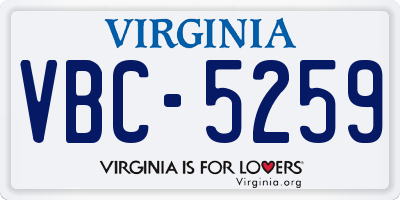 VA license plate VBC5259