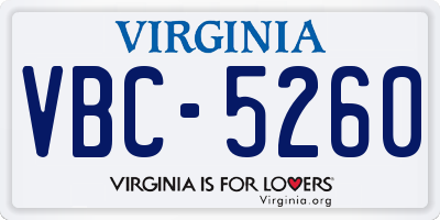 VA license plate VBC5260