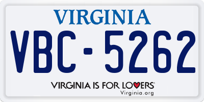 VA license plate VBC5262