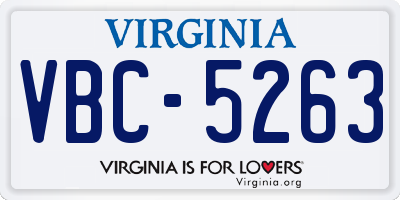 VA license plate VBC5263