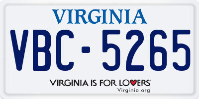 VA license plate VBC5265