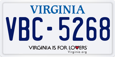 VA license plate VBC5268