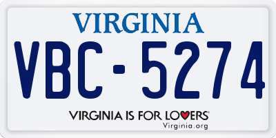 VA license plate VBC5274