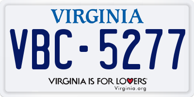VA license plate VBC5277