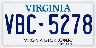VA license plate VBC5278