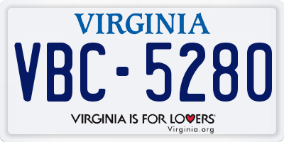 VA license plate VBC5280