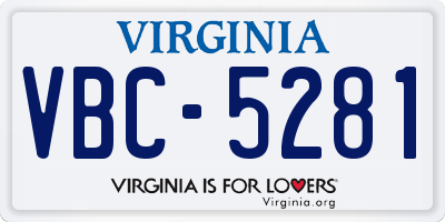 VA license plate VBC5281