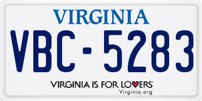 VA license plate VBC5283
