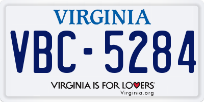 VA license plate VBC5284
