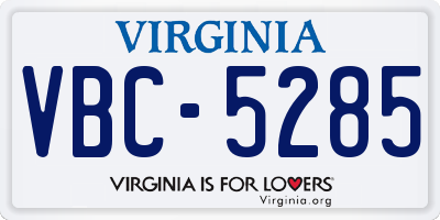 VA license plate VBC5285