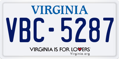 VA license plate VBC5287