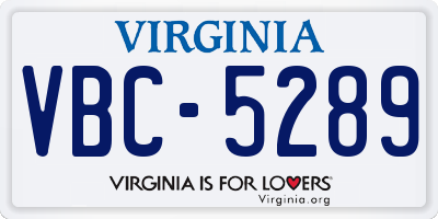 VA license plate VBC5289