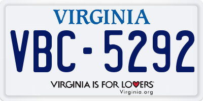 VA license plate VBC5292