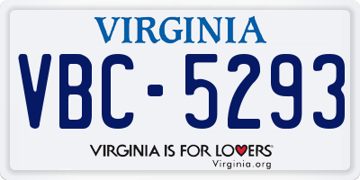 VA license plate VBC5293