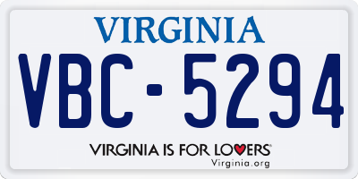 VA license plate VBC5294