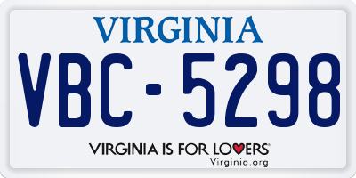VA license plate VBC5298
