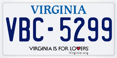 VA license plate VBC5299