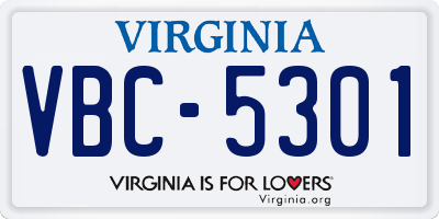 VA license plate VBC5301