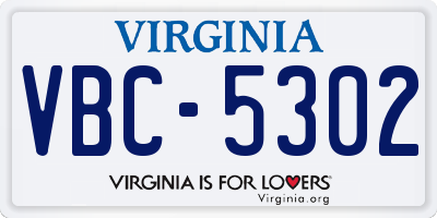 VA license plate VBC5302