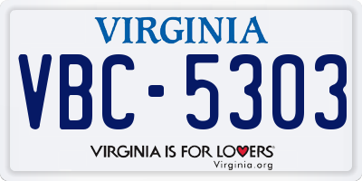 VA license plate VBC5303