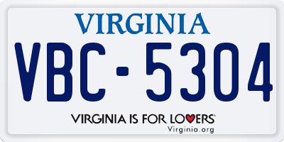 VA license plate VBC5304