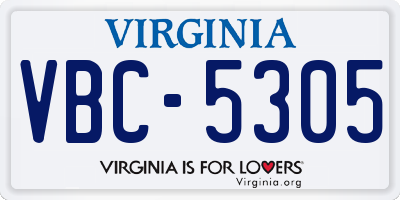 VA license plate VBC5305