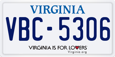 VA license plate VBC5306