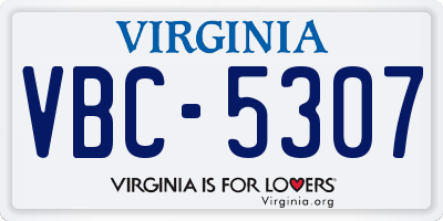 VA license plate VBC5307