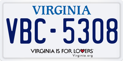 VA license plate VBC5308