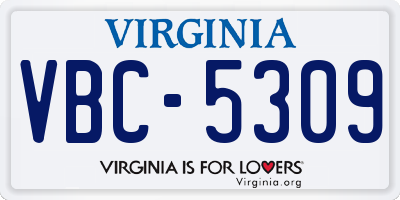 VA license plate VBC5309