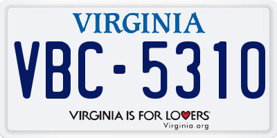VA license plate VBC5310
