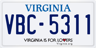VA license plate VBC5311