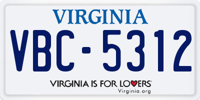 VA license plate VBC5312