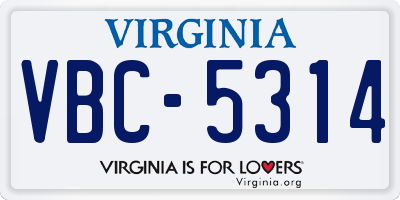 VA license plate VBC5314