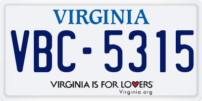 VA license plate VBC5315