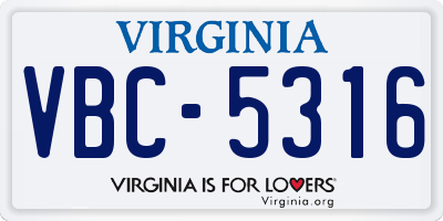 VA license plate VBC5316